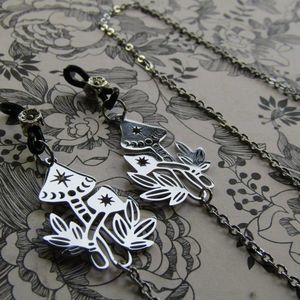 Fully Stainless Steel Mushroom Glasses Chain Forest Witchy Phases of the Moon